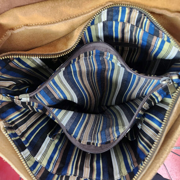 Jesslyn Blake 100% Leather & Suede Messenger Bag Brown/Tan Crossbody Option EUC - Picture 7 of 16